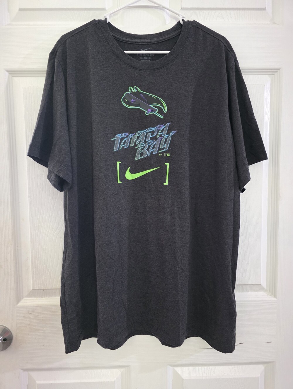 Men Size XXL Nike Tampa Bay Rays Baseball MLB Gray Tshirt